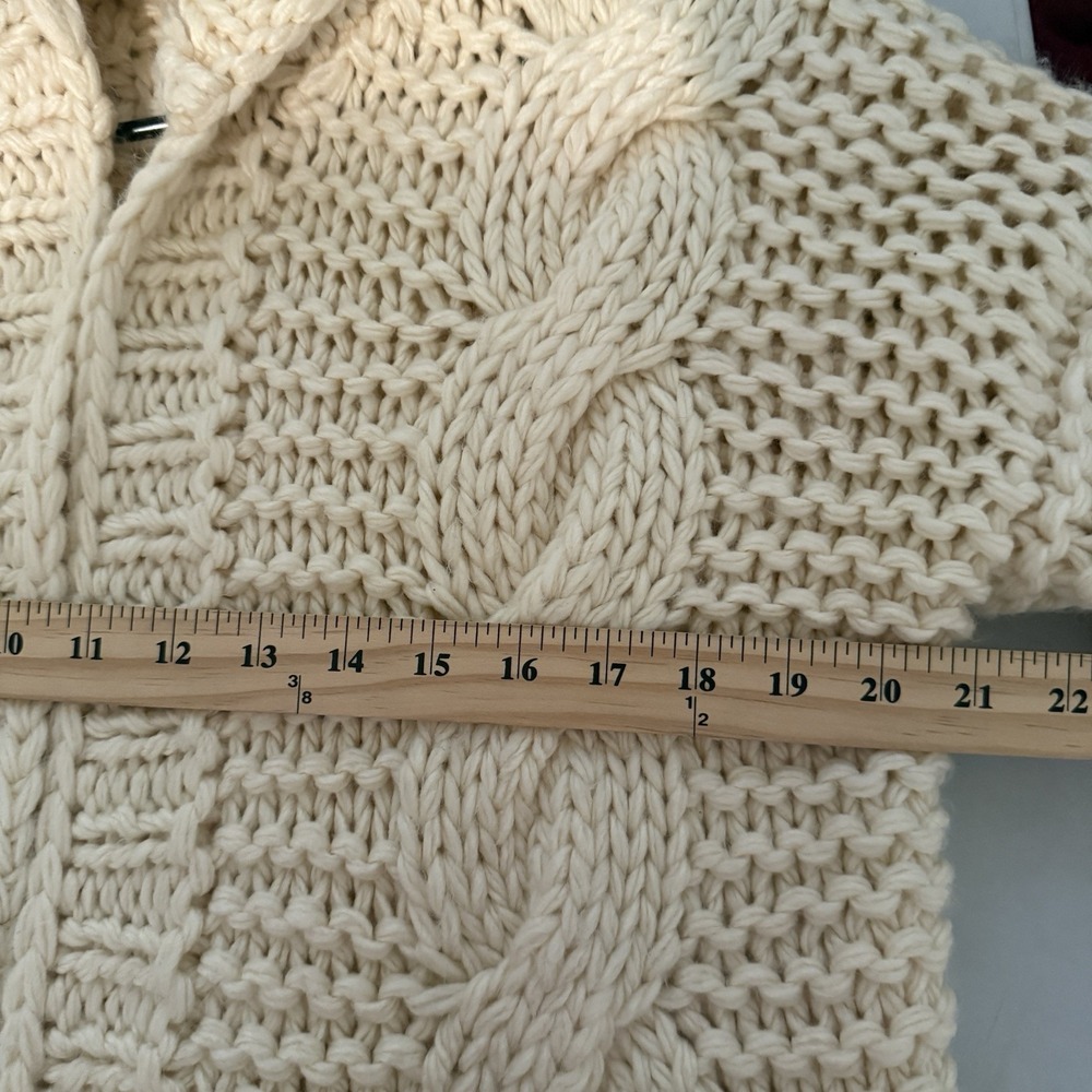 Greylin Anthropologie Chunky Cardigan Sweater With Hood Ivory Small Boho Comfy - Picture 8 of 9